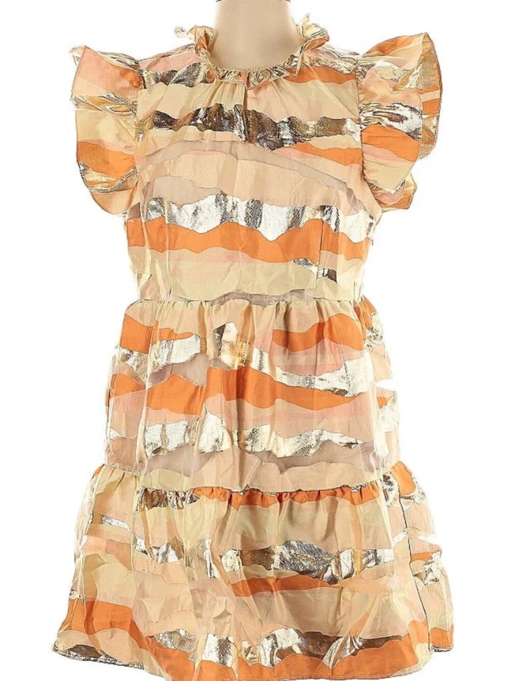 Marie Oliver Dress Coral Metallic Shimmer Holiday Large